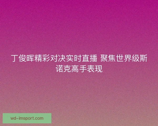 丁俊晖精彩对决实时直播 聚焦世界级斯诺克高手表现