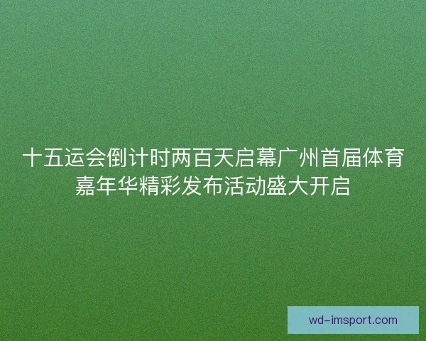 十五运会倒计时两百天启幕广州首届体育嘉年华精彩发布活动盛大开启